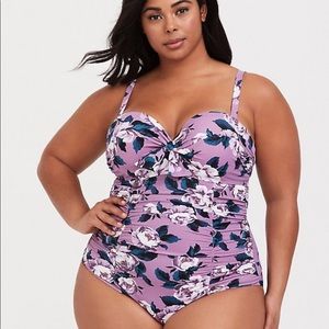 Torrid purple floral one piece swimsuit